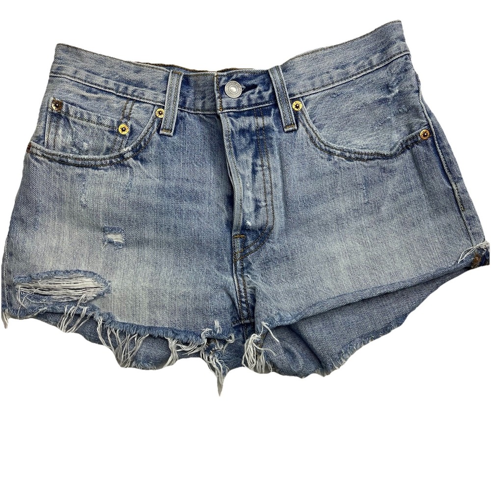 Levi's 501 Cut Off Shorts Y2K Light Wash Distressed Raw Hem Coastal Mom Jean